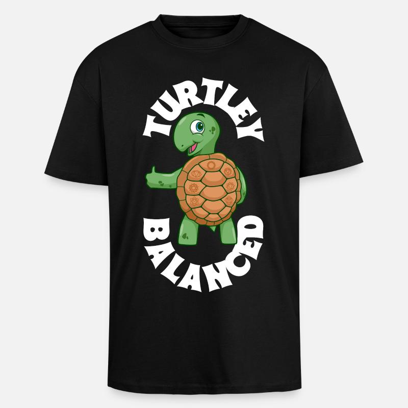 Équilibre Tortue - Chakra - T-shirt unisexe oversize épais - noir