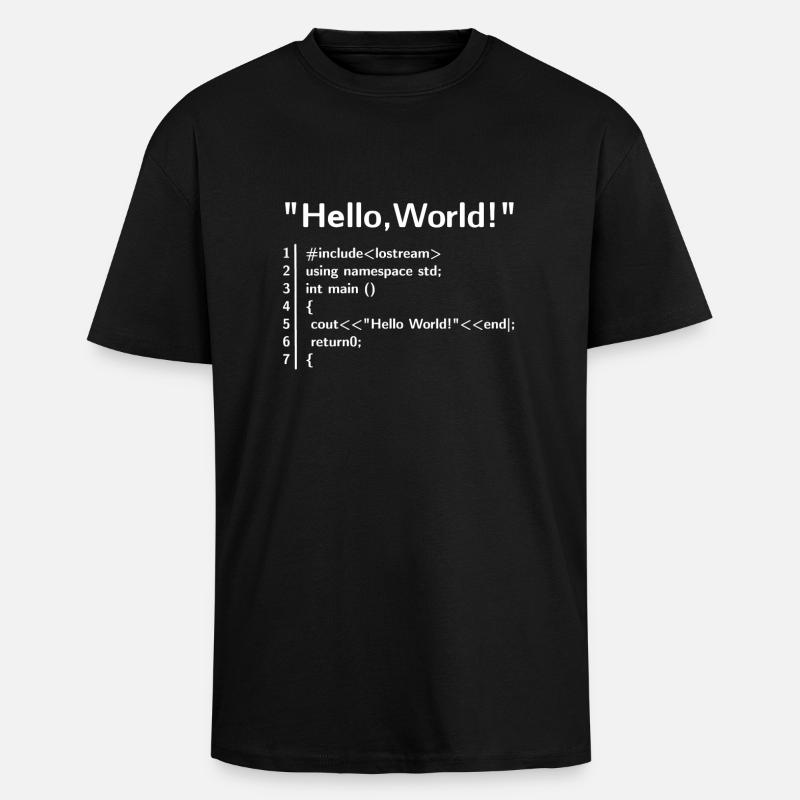 Hello Welt Programm - Programmierer T-Shirt - Oversized Heavyweight Unisex T-Shirt - Schwarz
