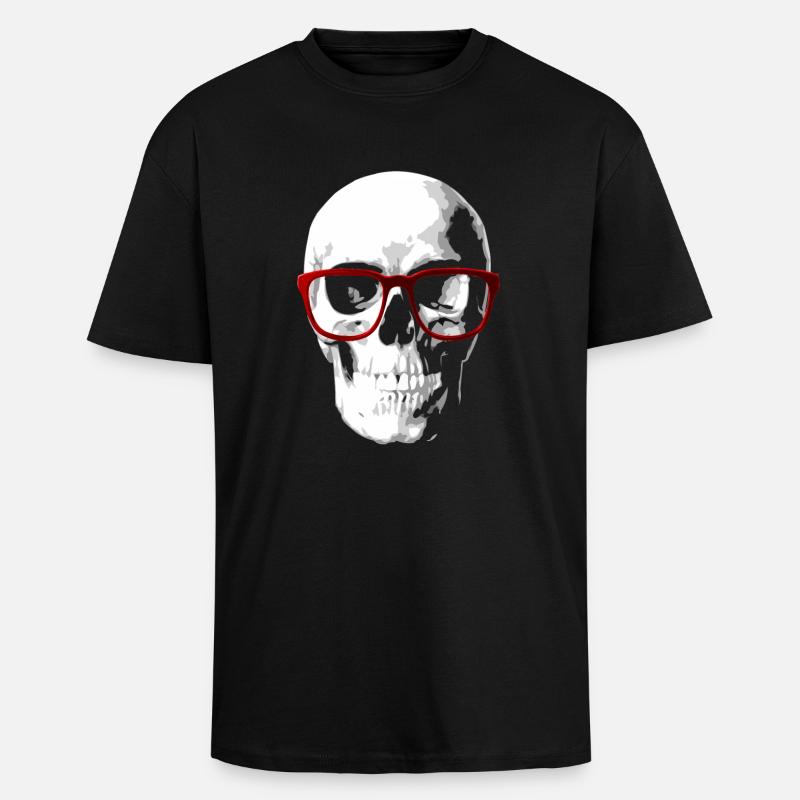 Nerd skull for geeks - Unisex Oversized Heavyweight T-shirt - black