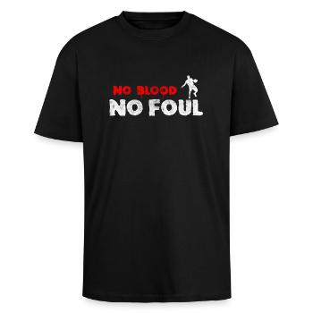 Basketball Slogan No Blood No Foul Vintage Look - Oversized Heavyweight Unisex T-Shirt - Schwarz - Vorne - Alina (178cm) & Michal (187cm)