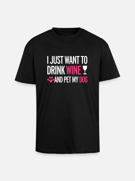 Wine - Unisex Oversized Heavyweight T-shirt - black