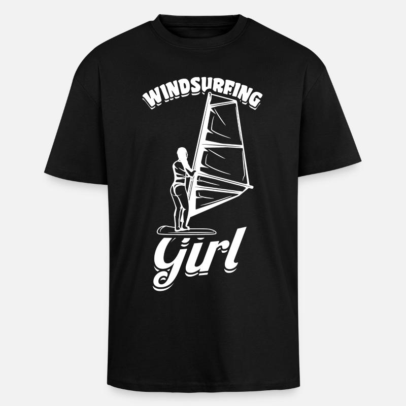 Windsurfer Mädchen - Oversized Heavyweight Unisex T-Shirt - Schwarz