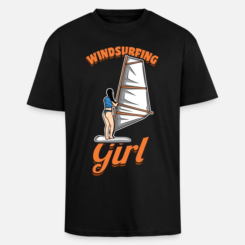 Mädchen Windsurferin - Oversized Heavyweight Unisex T-Shirt - Schwarz