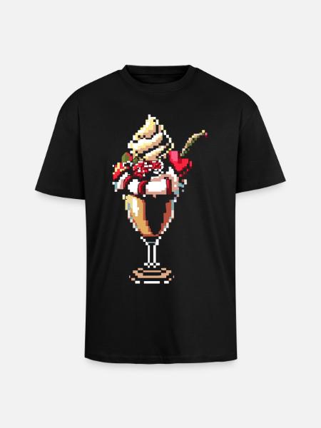 Eisbecher Pixel Grafik - Oversized Heavyweight Unisex T-Shirt - Schwarz