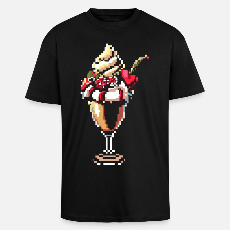 Eisbecher Pixel Grafik - Oversized Heavyweight Unisex T-Shirt - Schwarz