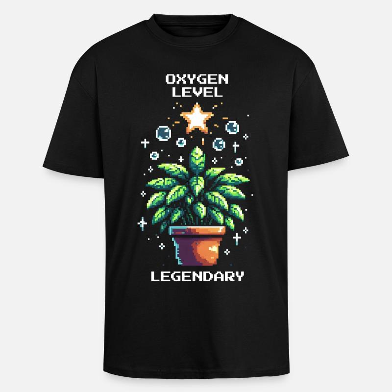 Oxygen Level Legendary | Pflanzenpower Gaming - Oversized Heavyweight Unisex T-Shirt - Schwarz