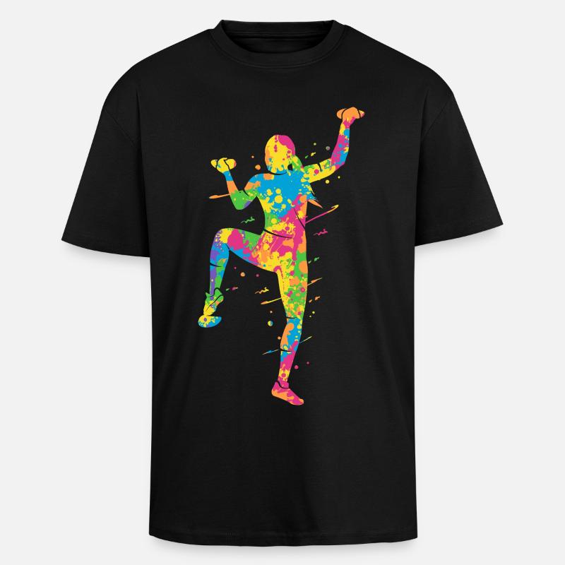 Bouldern Bunt Kletterer Mädchen Berge Klettern - Oversized Heavyweight Unisex T-Shirt - Schwarz