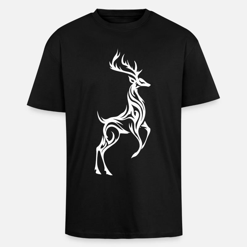 Wilder Hirsch-Silhouette - Oversized Heavyweight Unisex T-Shirt - Schwarz