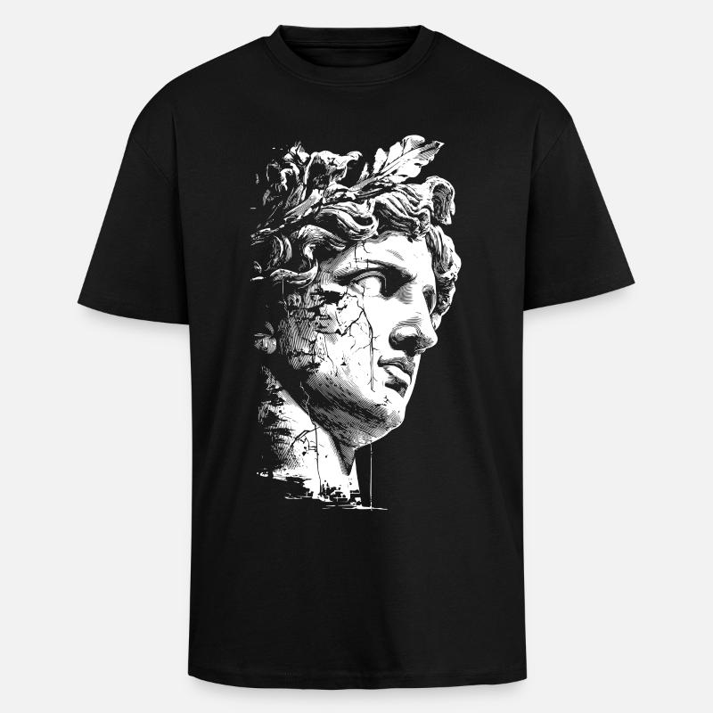 Statue grecque antique - Art classique - T-shirt unisexe oversize épais - noir