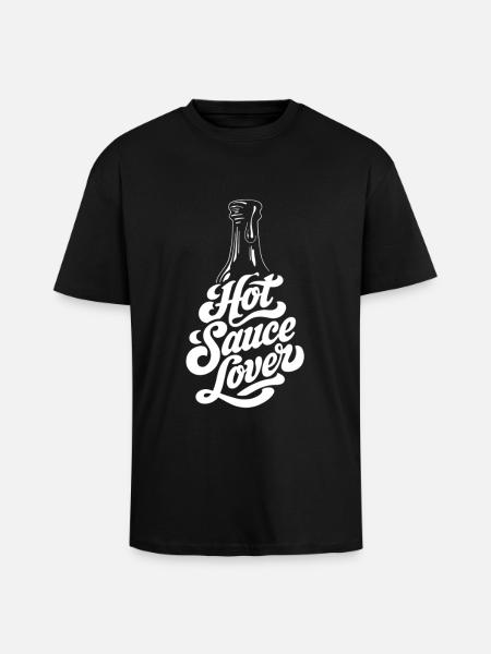 Hot Sauce Lover Bottle Art - Unisex Oversized Heavyweight T-shirt - black