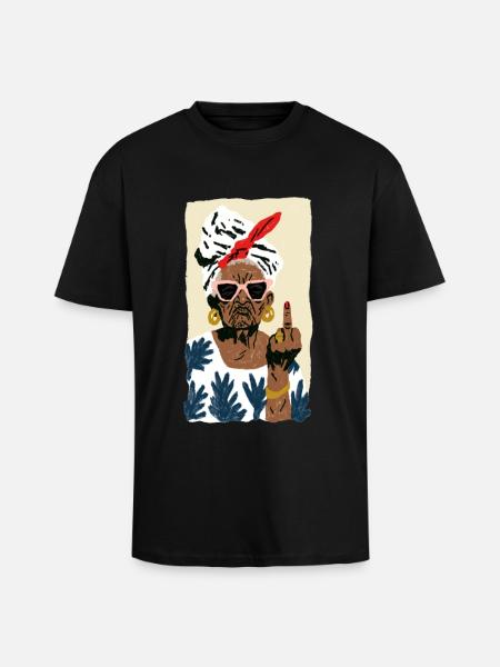 Style Grand-mère Espiègle - T-shirt unisexe oversize épais - noir