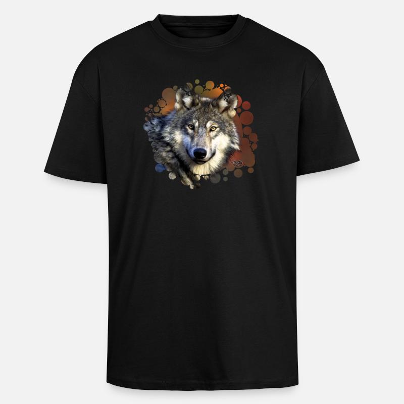 Wolfsgesicht - Oversized Heavyweight Unisex T-Shirt - Schwarz