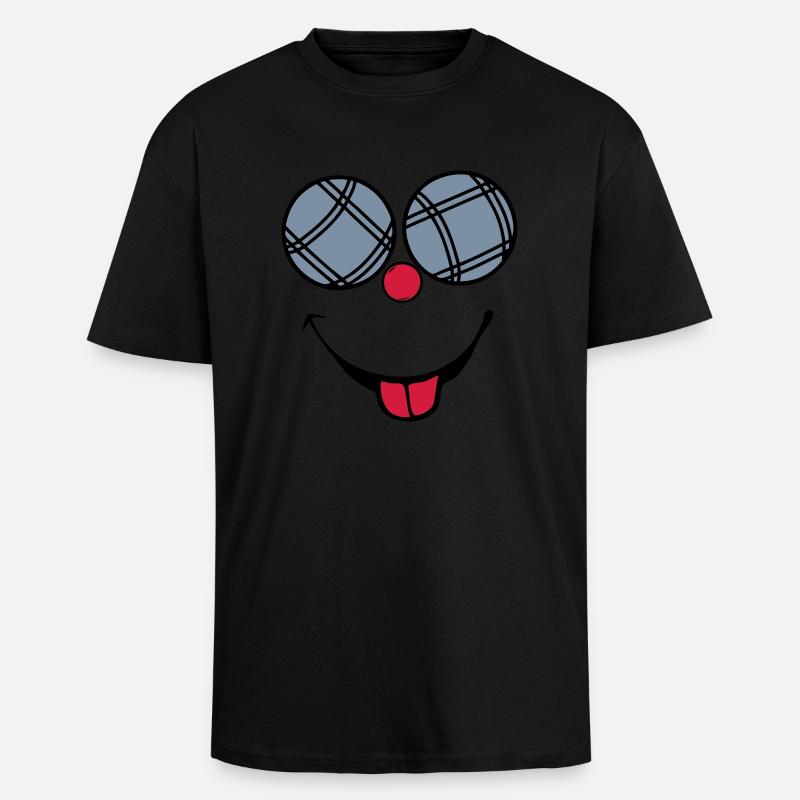 petanque boule smiley sourire langue2 - T-shirt unisexe oversize épais - noir