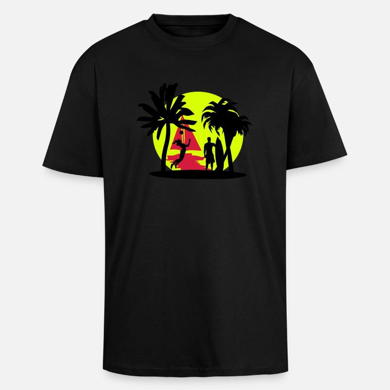 Beach, summer, sun - Unisex Oversized Heavyweight T-shirt - black