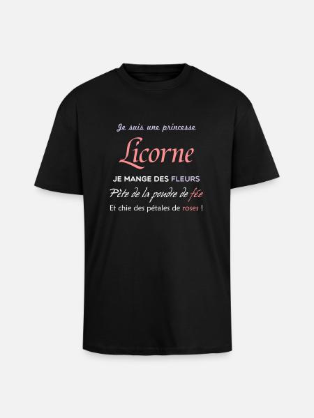 Princesse licorne - T-shirt unisexe oversize épais - noir