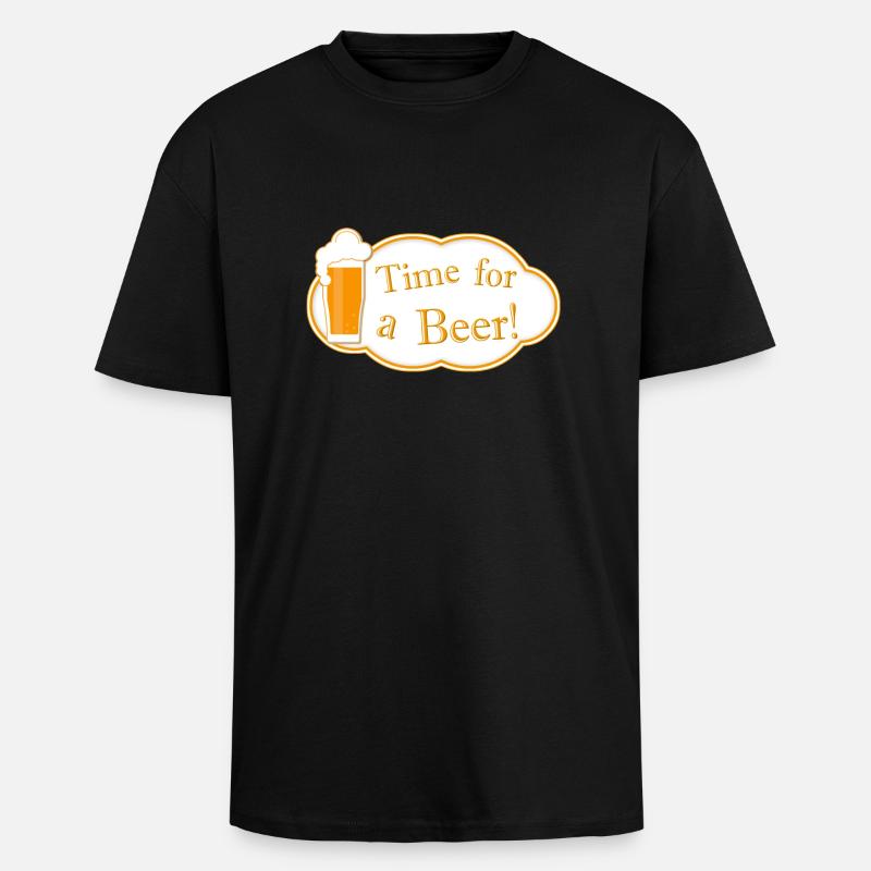 Time for a Beer - Oversized Heavyweight Unisex T-Shirt - Schwarz