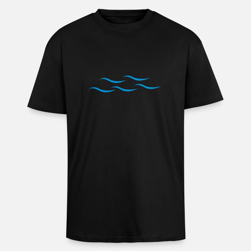 Wellen - Oversized Heavyweight Unisex T-Shirt - Schwarz