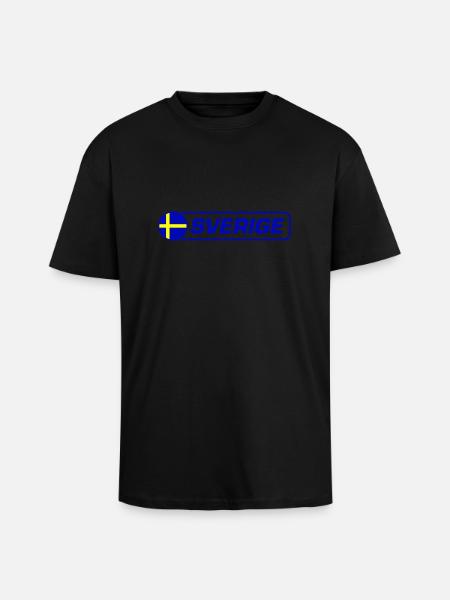 Suède Drapeau Sverige - T-shirt unisexe oversize épais - noir