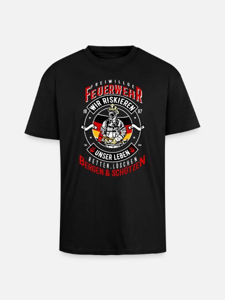 Volunteer firefighter firefighter - Unisex Oversized Heavyweight T-shirt - black