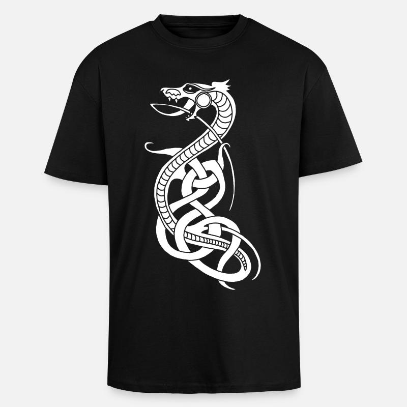 Endlose weiße Schlange - Oversized Heavyweight Unisex T-Shirt - Schwarz