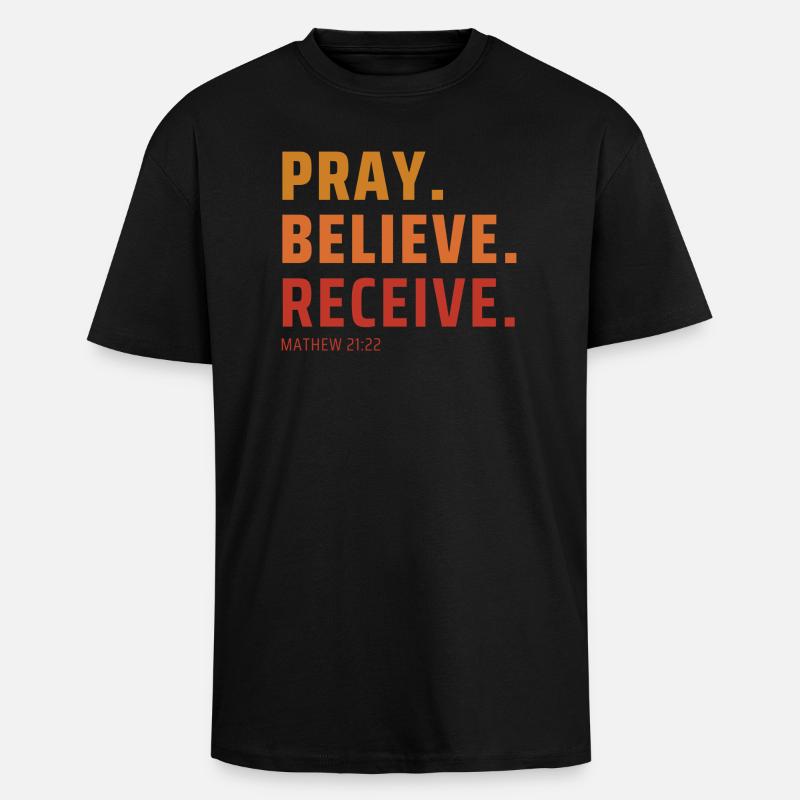 Prie, croy, recevoir, gradient - T-shirt unisexe oversize épais - noir