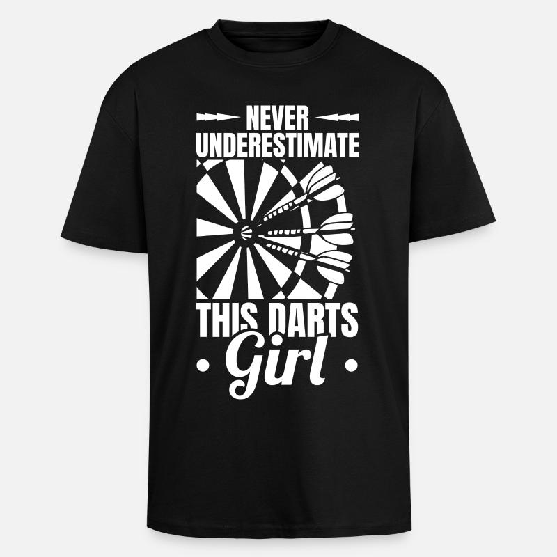 Never underestimate this darter girl - Unisex Oversized Heavyweight T-shirt - black