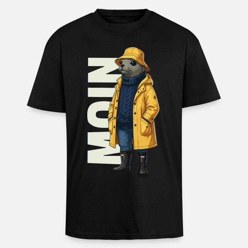 Seal Moin – Conception d’imperméable - T-shirt unisexe oversize épais - noir