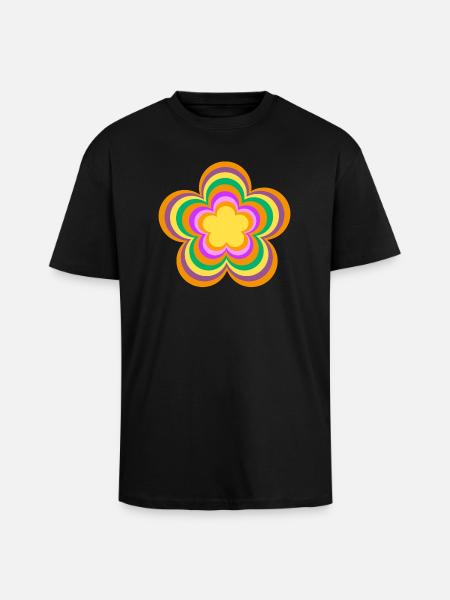 Flower Power Design - Oversized Heavyweight Unisex T-Shirt - Schwarz