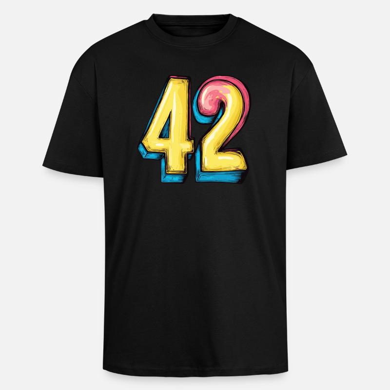 42 Number Comic - Unisex Oversized Heavyweight T-shirt - black