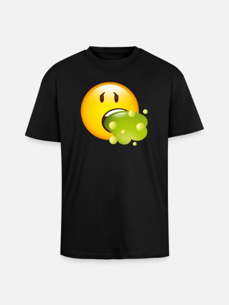 Smiley Glossy Barf - Unisex Oversized Heavyweight T-shirt - black