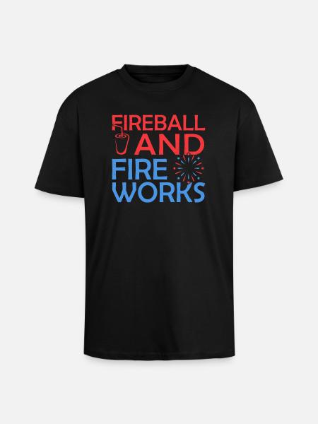 Fireball And Fireworks - Unisex Oversized Heavyweight T-shirt - black