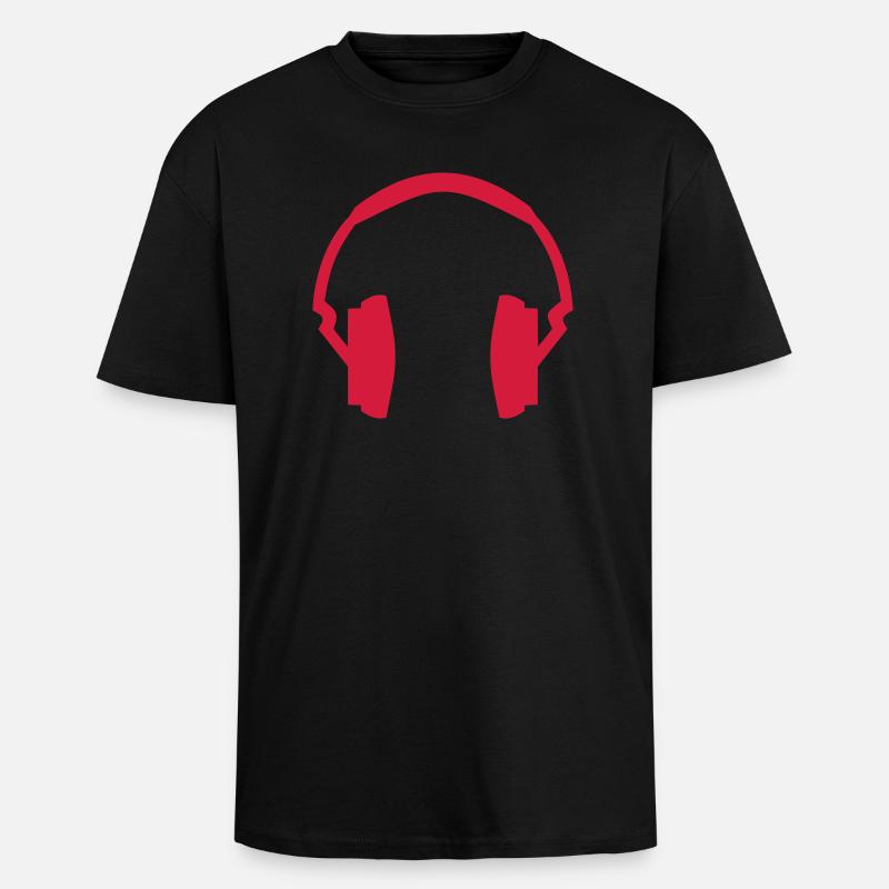 Kopfhörer - Oversized Heavyweight Unisex T-Shirt - Schwarz
