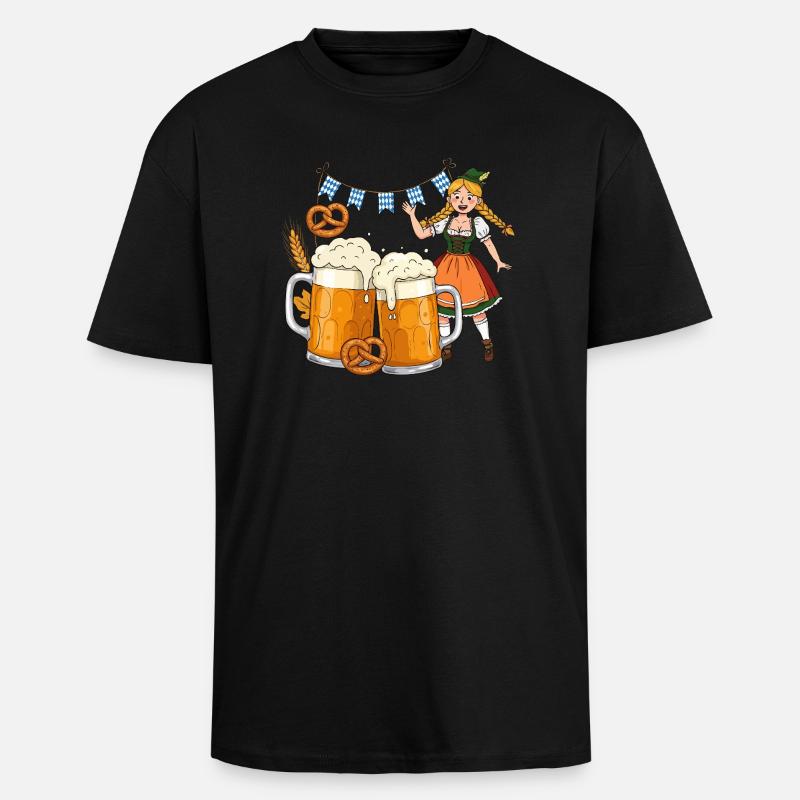 Dirndle Bier - Oversized Heavyweight Unisex T-Shirt - Schwarz