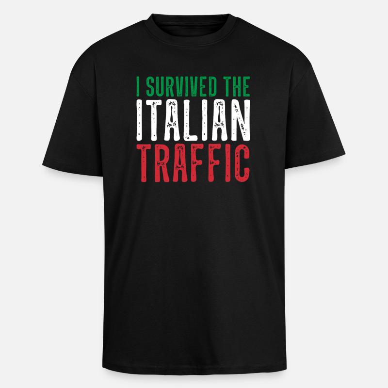 Italie Circulation Conduite Drôle - T-shirt unisexe oversize épais - noir