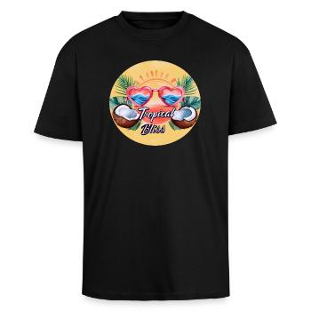 Bonheur tropical - T-shirt unisexe oversize épais - noir - Devant - Alina (178cm) & Michal (187cm)