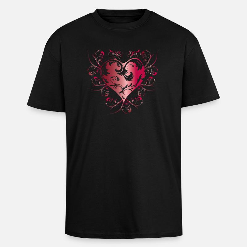 heart red - T-shirt unisexe oversize épais - noir