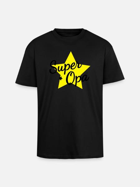 Super Opa - Oversized Heavyweight Unisex T-Shirt - Schwarz