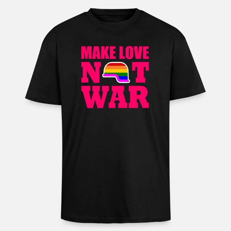 Make love not war - Oversized Heavyweight Unisex T-Shirt - Schwarz