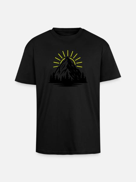 Mountain Nature Sun - Unisex Oversized Heavyweight T-shirt - black