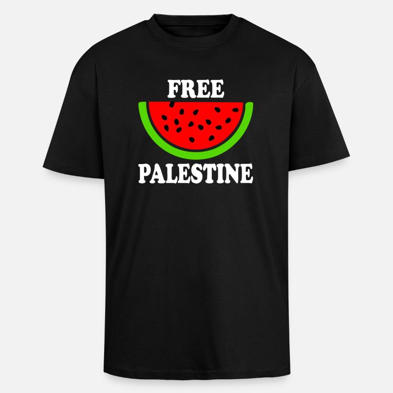 Palestine libre - melon pastèque - T-shirt unisexe oversize épais - noir