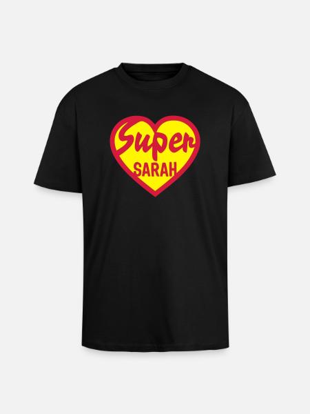 heart heart super sarah - Unisex Oversized Heavyweight T-shirt - black