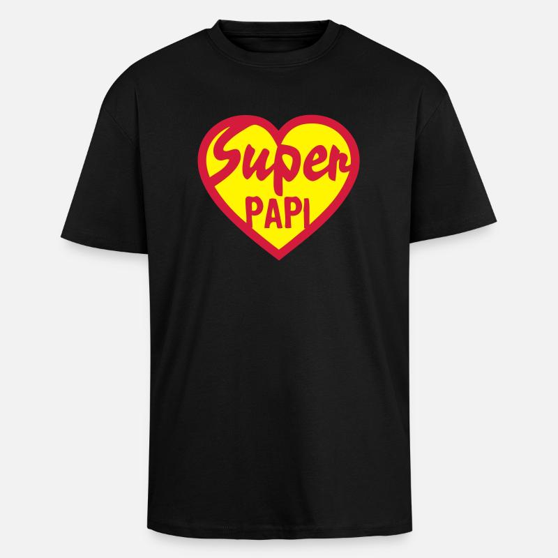 coeur heart super papi - T-shirt unisexe oversize épais - noir