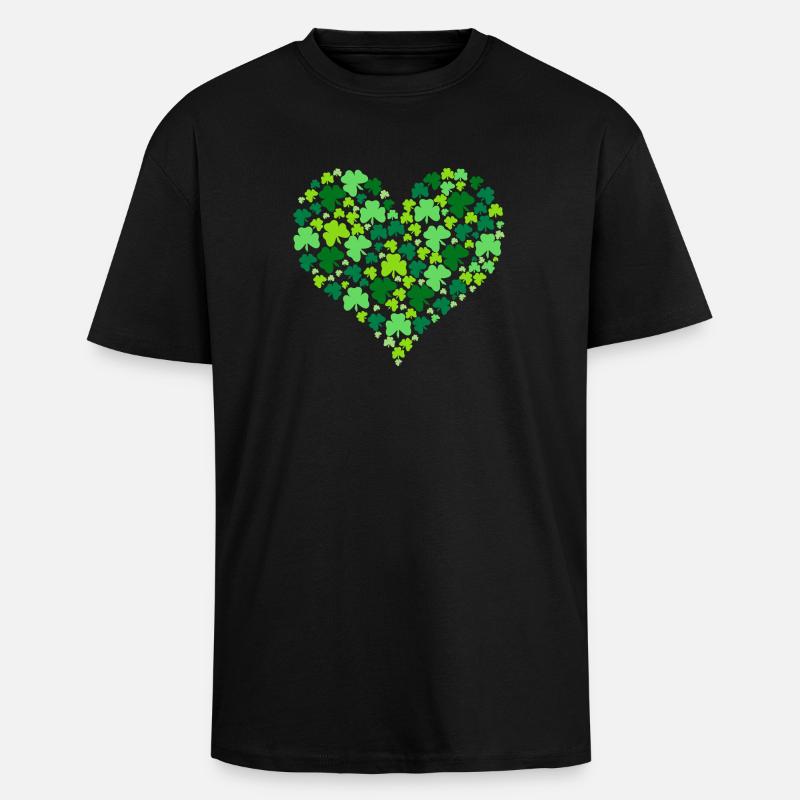 Trèfle d’Irlande - T-shirt unisexe oversize épais - noir