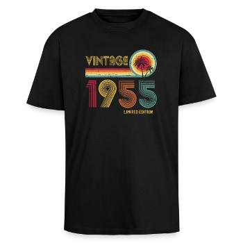 Vintage 1955 Limited Edition – Retro Sunset 70th - Unisex Oversized Heavyweight T-shirt - black - Front - Alina (178cm) & Michal (187cm)