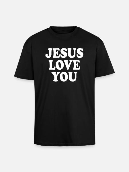 Jesus love you - Unisex Oversized Heavyweight T-shirt - black
