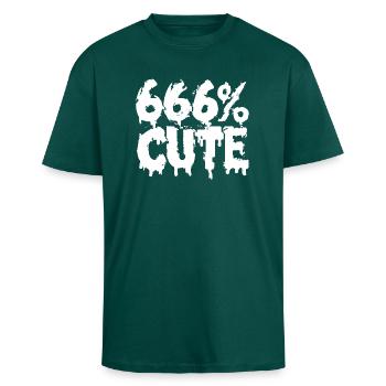 666% Cute! Satanistisches Goth Girl Design - Oversized Heavyweight Unisex T-Shirt - hunter Green - Vorne - Alina (178cm) & Michal (187cm)