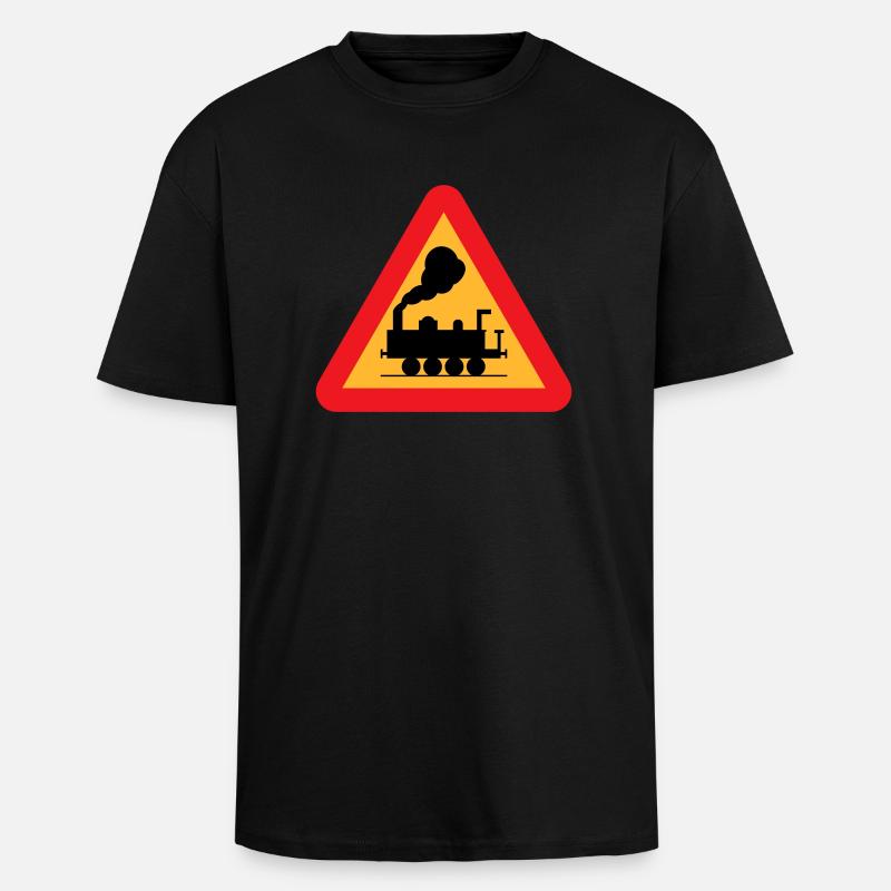 Zug Warnzeichen - Oversized Heavyweight Unisex T-Shirt - Schwarz
