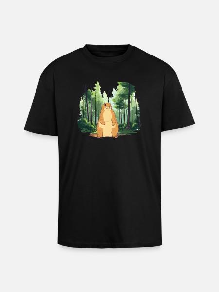 Strong groundhog nature landscape - Unisex Oversized Heavyweight T-shirt - black