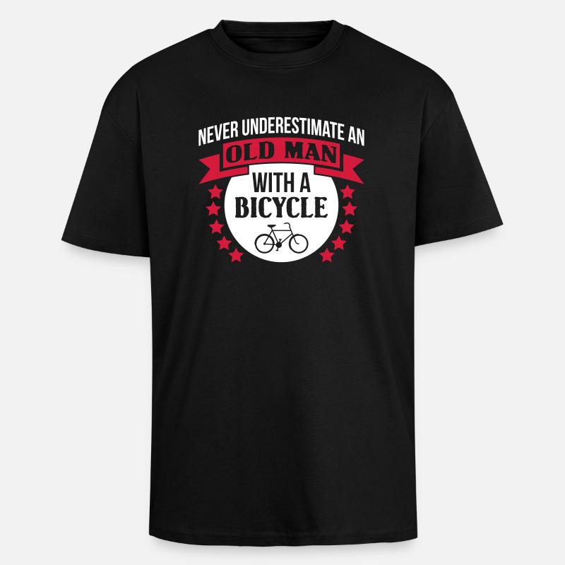 Old Man With A Bicycle - Oversized Heavyweight Unisex T-Shirt - Schwarz