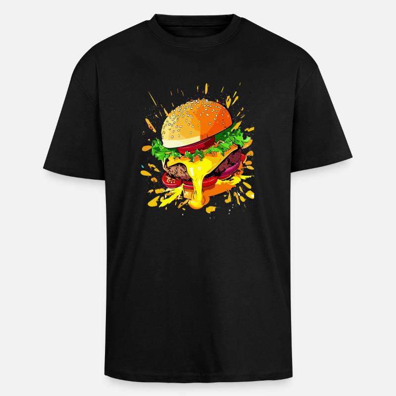 Extra Käse Burger Cheeseburger - Oversized Heavyweight Unisex T-Shirt - Schwarz